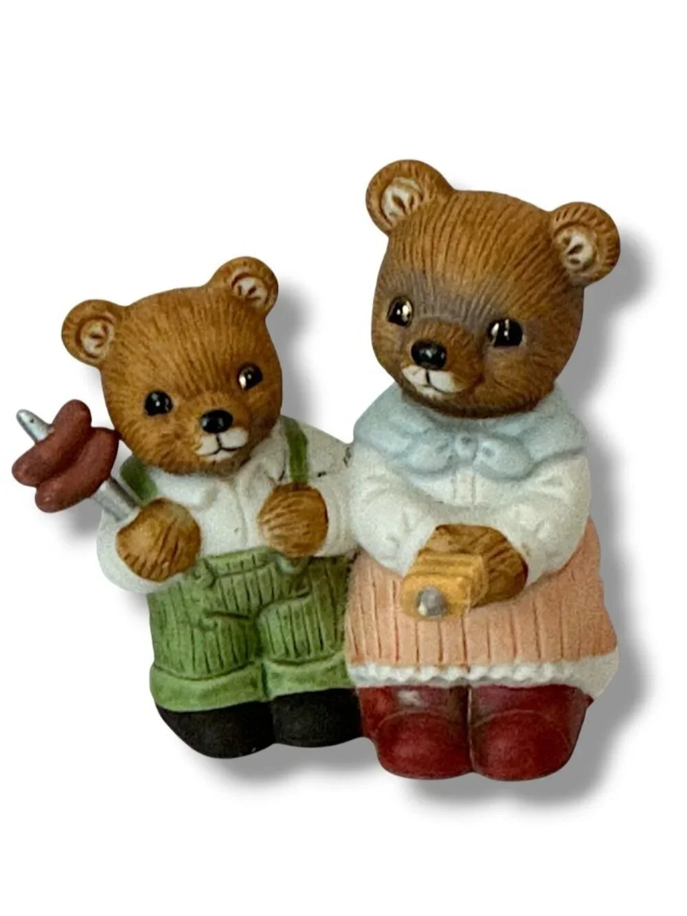 Vintage Campfire Bear Family #1446 Porcelain Hand Painted Figures 3 Piece Set